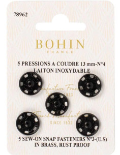 Botões de pressão para costura 13 mm Bohin - Preto