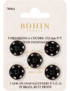 Botões de pressão para costura 15,5 mm Bohin - Preto