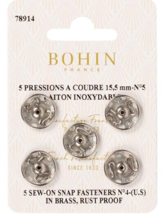 Botões de pressão para costura 15,5 mm Bohin - Prata