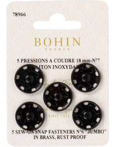 Botões de pressão para costura 18 mm Bohin - Preto