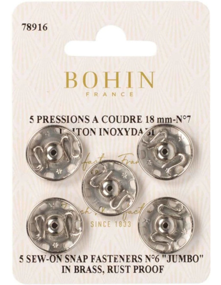 Botões de pressão para costura 18 mm Bohin - Prata