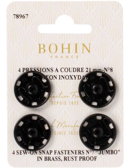 Botões de pressão para costura 21 mm Bohin - Preto