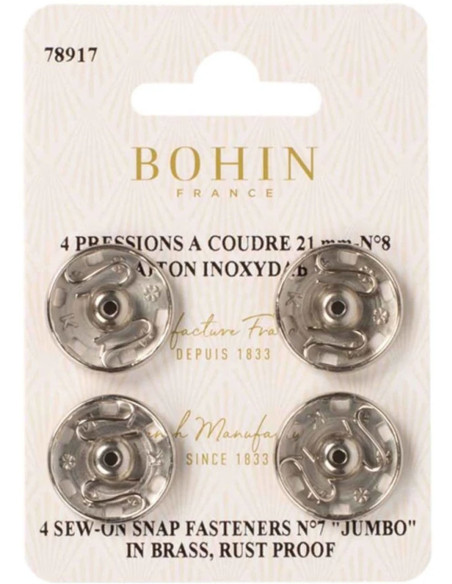 Botões de pressão para costura 21 mm Bohin - Prata