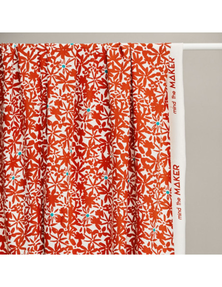 Tecido crepe de viscose Flowery - Laranja