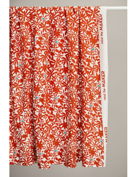 Tecido crepe de viscose Flowery - Laranja