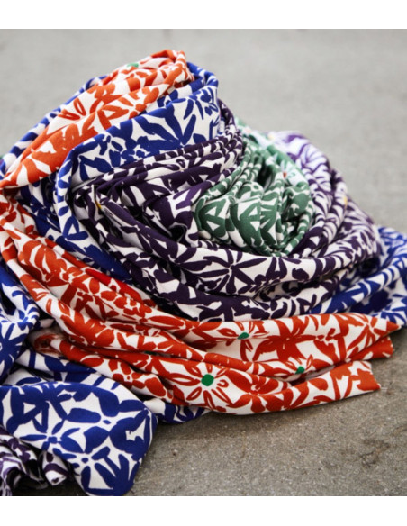 Tecido crepe de viscose Flowery - Laranja