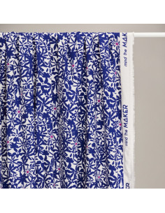 Tecido crepe de viscose Flowery - Azul cobalto