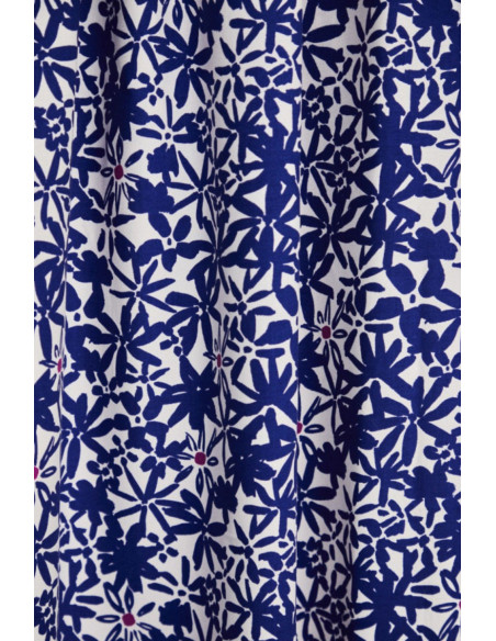 Tecido crepe de viscose Flowery - Azul cobalto
