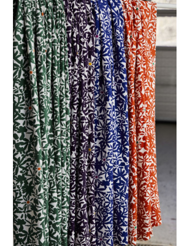 Tecido crepe de viscose Flowery - Azul cobalto