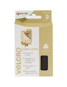 VELCRO® Brand Fita de fecho misto (adesivo e para costurar) 20mm X 1M preto