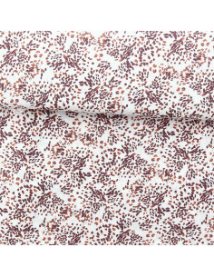 Tecido de viscose fantasia - Pistrello branco sujo e ameixa