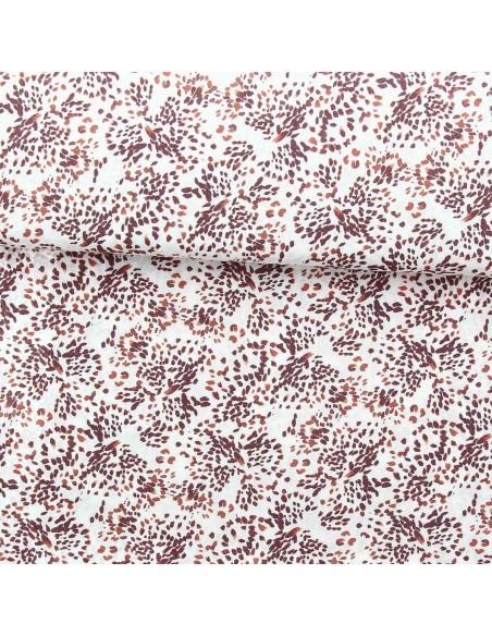 Tecido de viscose fantasia - Pistrello branco sujo e ameixa