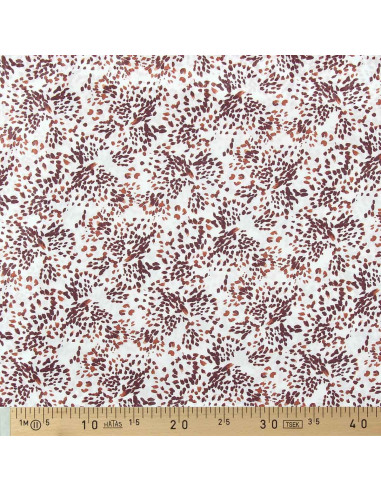 Tecido de viscose fantasia - Pistrello branco sujo e ameixa