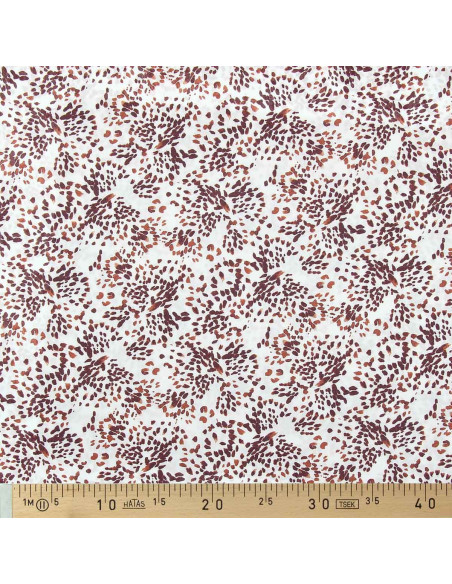 Tecido de viscose fantasia - Pistrello branco sujo e ameixa