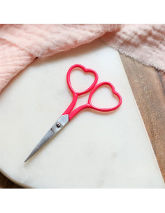 Tesoura de bordar coração 9 cm - Lise Tailor - Rosa fluorescente