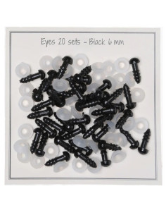 Olhos de segurança pretos 6 mm - 20 pares