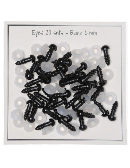 Olhos de segurança pretos 6 mm - 20 pares