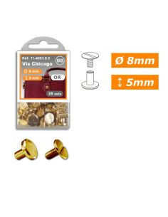 25 conjuntos de parafusos chicago 8 mm x 5 mm - Ouro 2