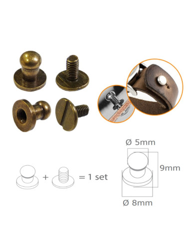 4 conjuntos de botões de colarinho de rosca - Bronze