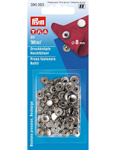 Recarga de 10 botões de pressão anorak 8 mm Prata