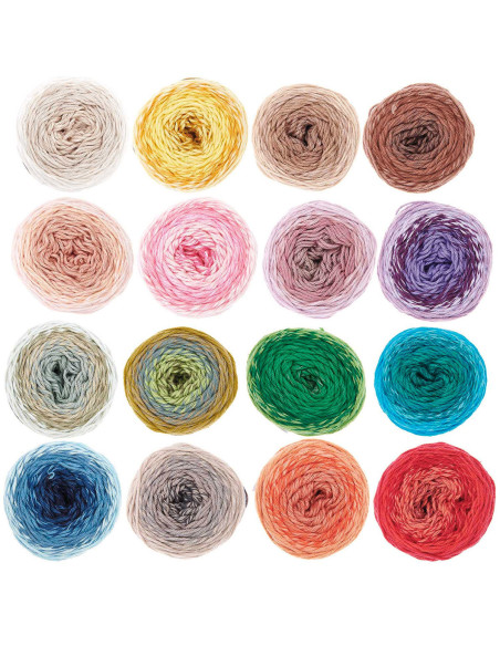Conjunto de 16 novelos de algodão Ricorumi Spin Spin