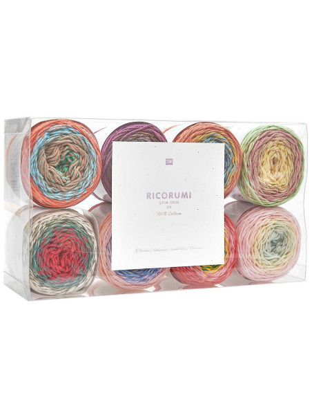 Conjunto de 8 novelos de algodão Ricorumi Spin Spin