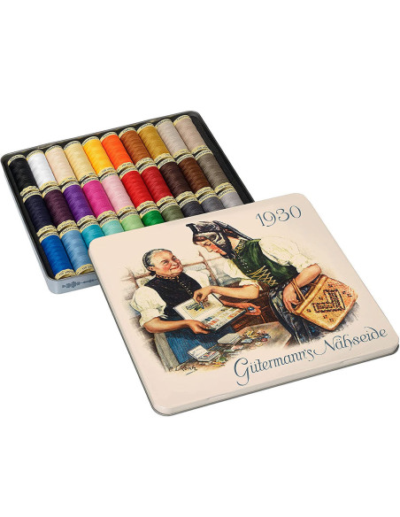 Caixa de 30 linhas de costura de poliéster Nostalgie 1930 Gütermann