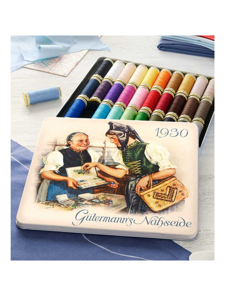 Caixa de 30 linhas de costura de poliéster Nostalgie 1930 Gütermann
