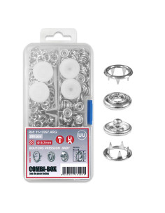 Combi-Box 200 botões de pressão jersey baby - Prata 9,7 mm