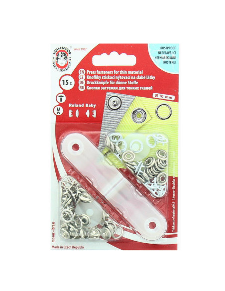Caixa de 15 botões de pressão jersey Branco com ferramenta 9,7 mm
