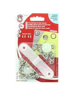 Caixa de 15 botões de pressão jersey Prata com ferramenta 9,7 mm