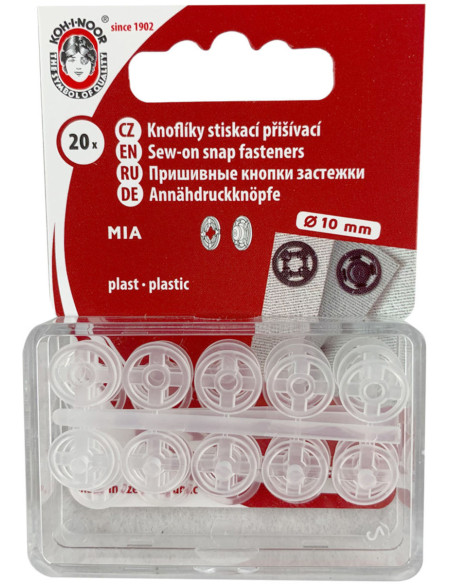 Botões de pressão plásticos transparentes 10 mm
