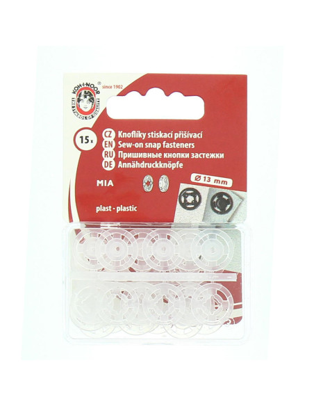 Botões de pressão plásticos transparentes 13 mm