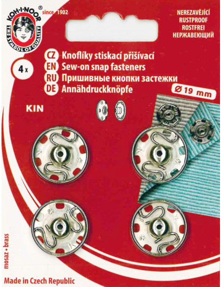 Botões de pressão de metal 19 mm - Prata