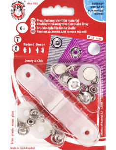 Caixa de 6 botões de pressão jersey Nacarado Branco com ferramenta 13 mm