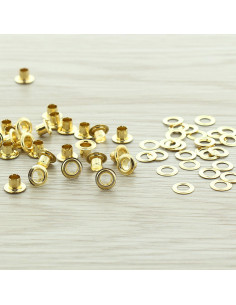 Saco de 100 ilhós com arruelas de 4 mm - Ouro