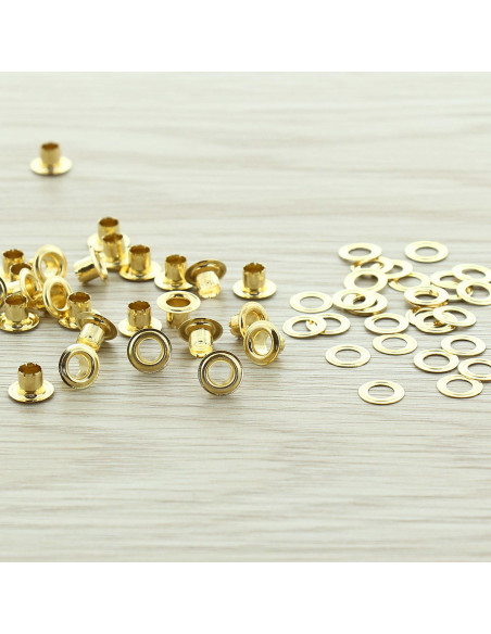 Saco de 100 ilhós com arruelas de 4 mm - Ouro