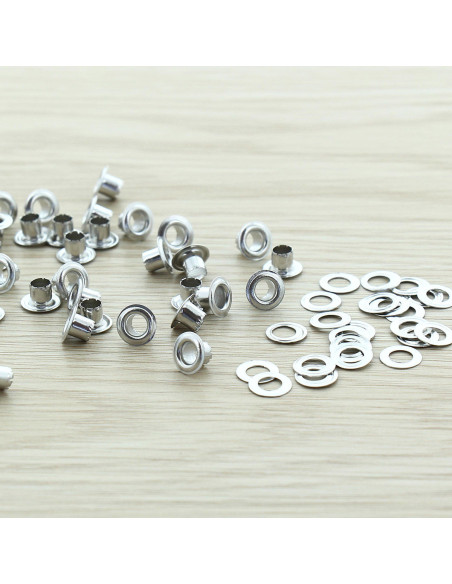 Saco de 100 ilhós com arruelas 4 mm - Prata