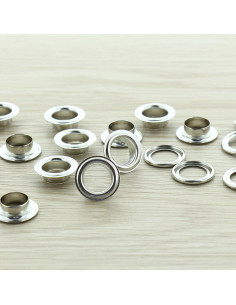 Saco de 100 ilhós com arruelas 11 mm - Prata