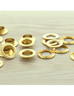 Saco de 100 ilhós com anilhas 14 mm - Ouro