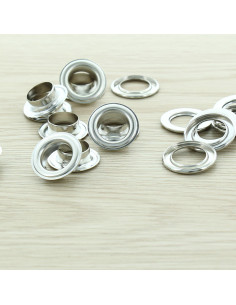 Saco de 100 ilhós com arruelas de 14 mm - Prata