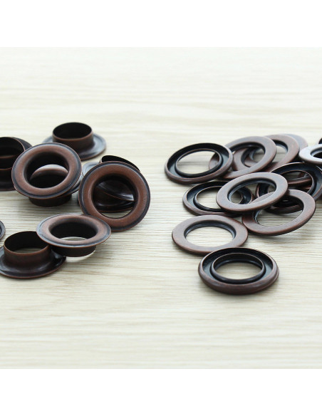 Saco de 100 ilhós com anilhas 14 mm - Cobre