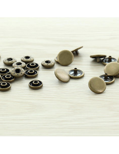 Pacote de 100 botões de pressão anorak - 15 mm bronze