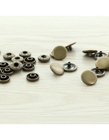 Pacote de 100 botões de pressão anorak - 15 mm bronze
