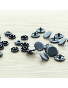 Pacote de 100 botões de pressão anorak - 15 mm preto