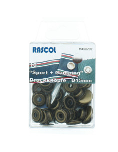 Caixa de 10 botões de pressão esporte camping Rascol - 15 mm bronze