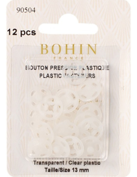 Botões de pressão redondos para costurar em plástico transparente 13 mm Bohin