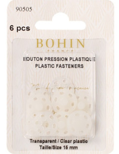 Botões de pressão redondos para costurar em plástico transparente 15 mm Bohin