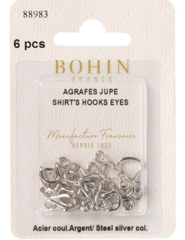 Fechos de saia prateados Bohin