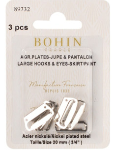 Fechos de gancho planos para saias 20 mm prata Bohin